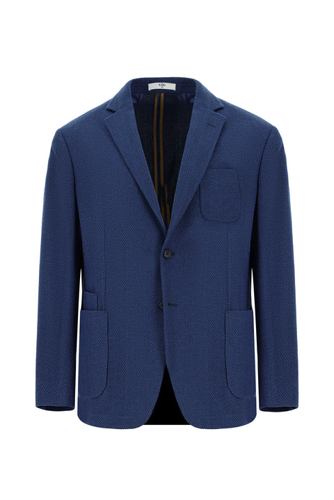 Orta Lacivert 4 Drop Relaxed Fit Rahat Kesim Yünlü Spor Ceket