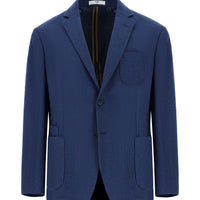 Orta Lacivert Regular Fit Yünlü Spor Ceket