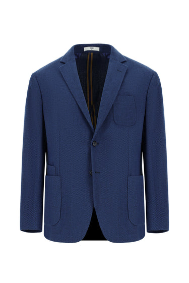 Orta Lacivert Regular Fit Yünlü Spor Ceket