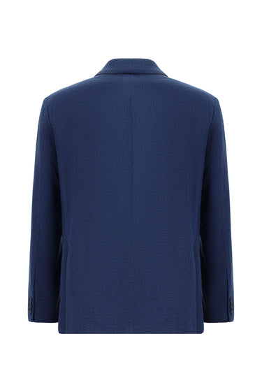 Orta Lacivert Regular Fit Yünlü Spor Ceket