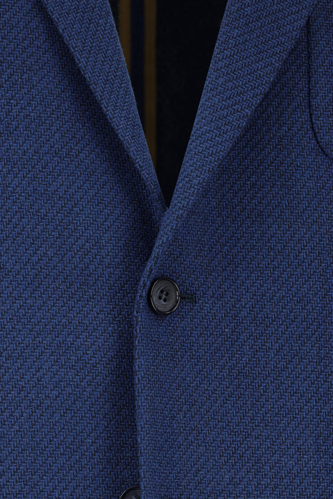 Orta Lacivert 6 Drop Regular Fit Standart Kesim Yünlü Spor Ceket