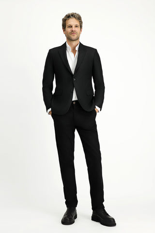  Siyah Regular Fit Çizgili Klasik Ceket