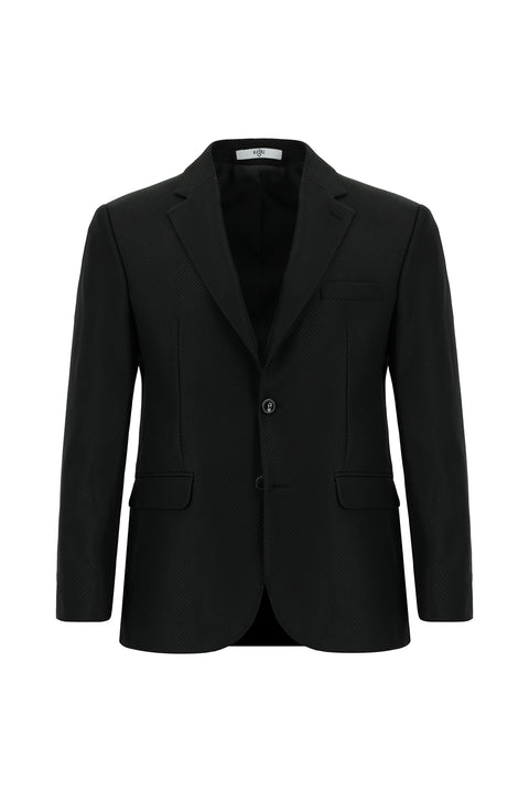 Siyah 6 Drop Regular Fit Standart Kesim Çizgili Klasik Ceket