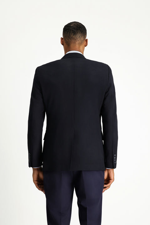 Koyu Lacivert 7 Drop Slim Fit Dar Kesim Klasik Fermuar Cepli Ceket