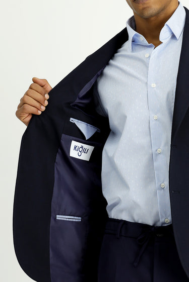 Koyu Lacivert Super Slim Fit Ekstra Dar Kesim Klasik Fermuar Cepli Ceket