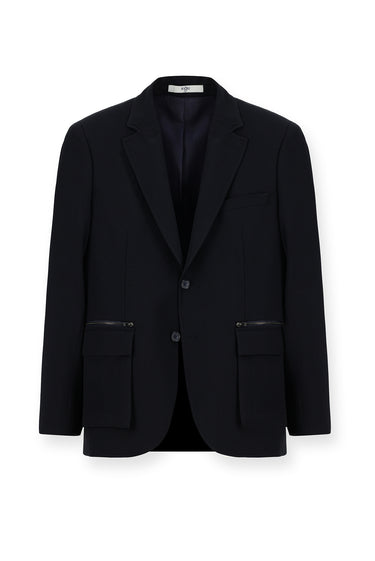 Koyu Lacivert Super Slim Fit Ekstra Dar Kesim Klasik Fermuar Cepli Ceket
