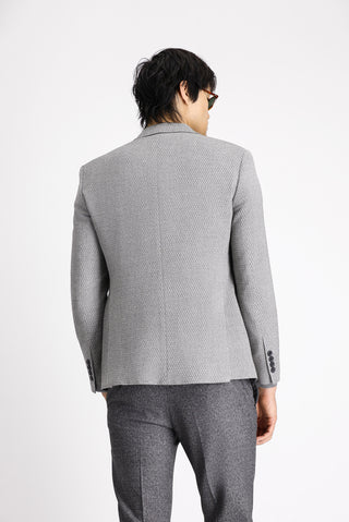  Orta Gri Slim Fit Dar Kesim Desenli Kruvaze Ceket