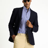Dark Navy 4-Drop Relaxed Fit Patterned Sport Jacket