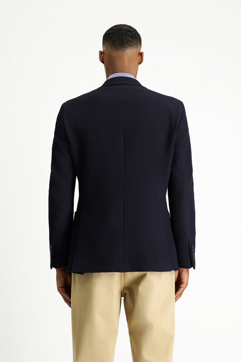 Koyu Lacivert 4 Drop Relaxed Fit Rahat Kesim Desenli Spor Ceket