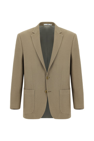  Orta Bej Relaxed Fit Rahat Kesim Desenli Spor Ceket