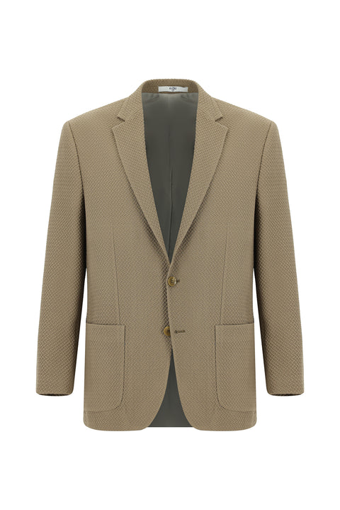 Orta Bej 4 Drop Relaxed Fit Rahat Kesim Desenli Spor Ceket