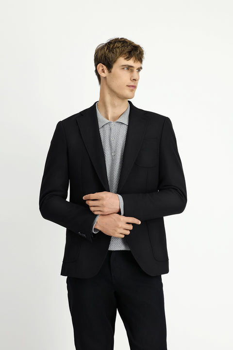 Siyah 8 Drop Muscle Fit Uzun Atletik Kesim Likralı Spor Ceket