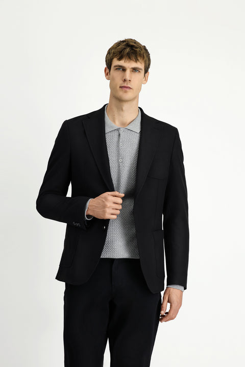 Siyah 8 Drop Muscle Fit Uzun Atletik Kesim Likralı Spor Ceket