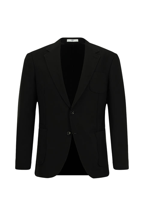 Siyah 8 Drop Muscle Fit Uzun Atletik Kesim Likralı Spor Ceket