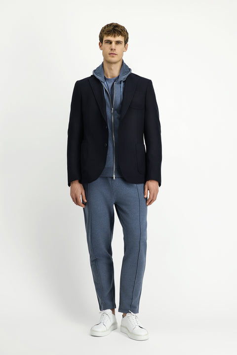 Siyah Lacivert 8 Drop Muscle Fit Uzun Atletik Kesim Likralı Spor Ceket