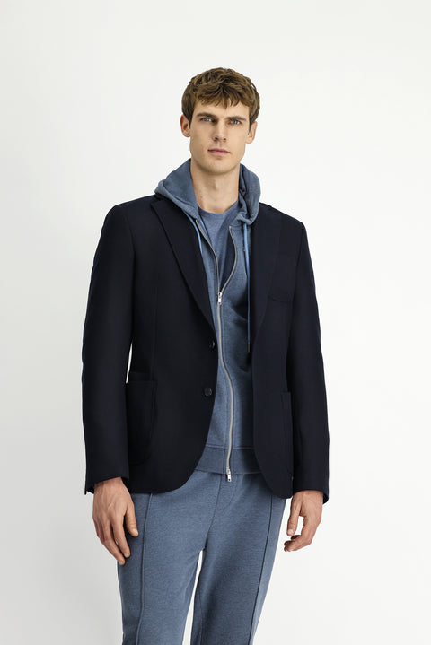 Siyah Lacivert 8 Drop Muscle Fit Uzun Atletik Kesim Likralı Spor Ceket