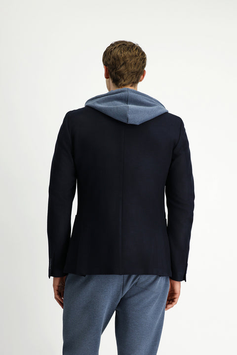 Siyah Lacivert 8 Drop Muscle Fit Uzun Atletik Kesim Likralı Spor Ceket