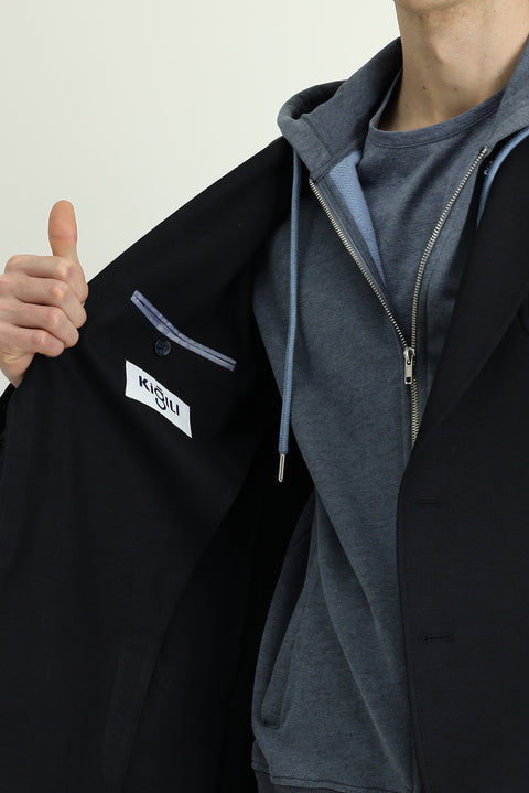 Siyah Lacivert 8 Drop Muscle Fit Uzun Atletik Kesim Likralı Spor Ceket