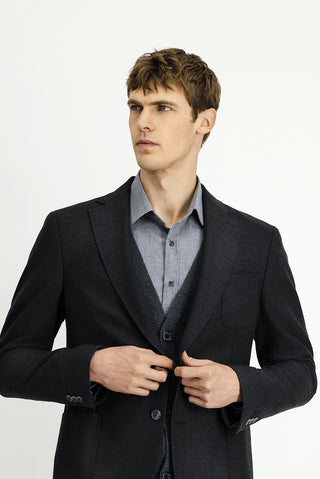  Koyu Antrasit Muscle Fit Likralı Spor Ceket