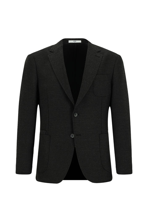 Koyu Antrasit 8 Drop Muscle Fit Uzun Atletik Kesim Likralı Spor Ceket