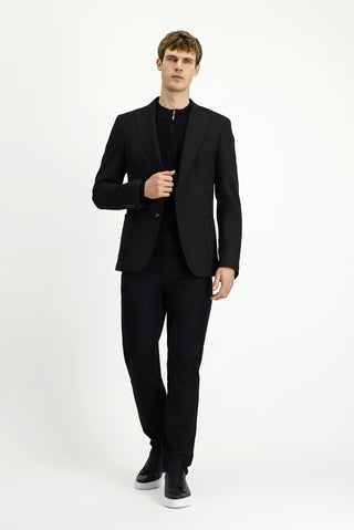  Siyah Muscle Fit Likralı Spor Ceket