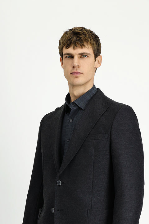 Koyu Antrasit 8 Drop Muscle Fit Uzun Atletik Kesim Likralı Spor Ceket