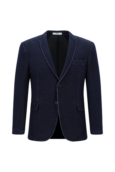 Koyu Lacivert Super Slim Fit Ekstra Dar Kesim Spor Pamuklu Örme Ceket