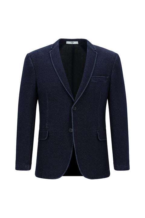 Koyu Lacivert 7 Drop Super Slim Fit Eksra Dar Kesim Spor Pamuklu Örme Ceket