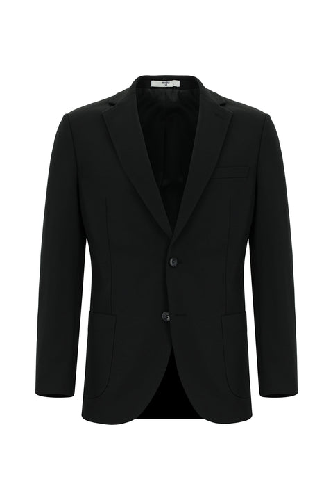 Siyah 6 Drop Regular Fit Standart Kesim Klasik Likralı Örme Ceket