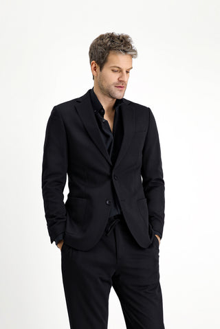  Siyah Regular Fit Klasik Likralı Örme Ceket