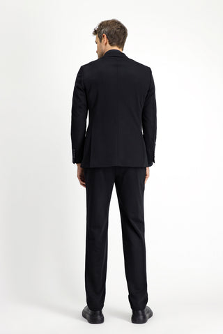  Siyah Regular Fit Klasik Likralı Örme Ceket