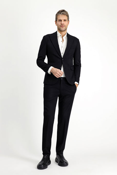 Siyah Techno-Line 7 Drop Slim Fit Dar Kesim Likralı Spor Örme Ceket