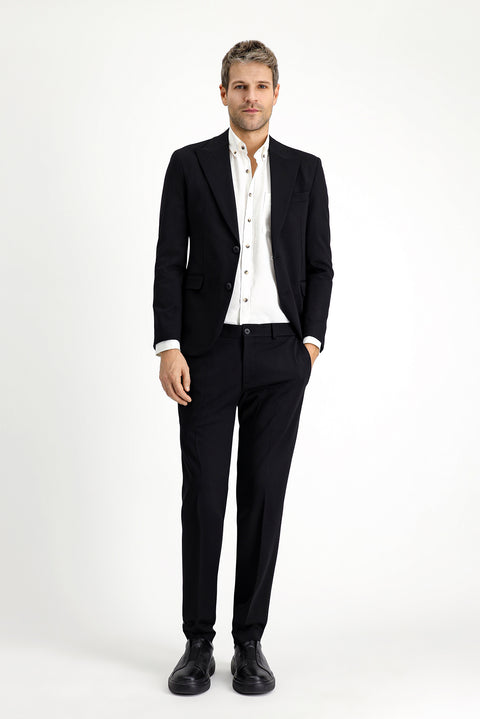 Siyah Techno-Line 7 Drop Slim Fit Dar Kesim Likralı Spor Örme Ceket