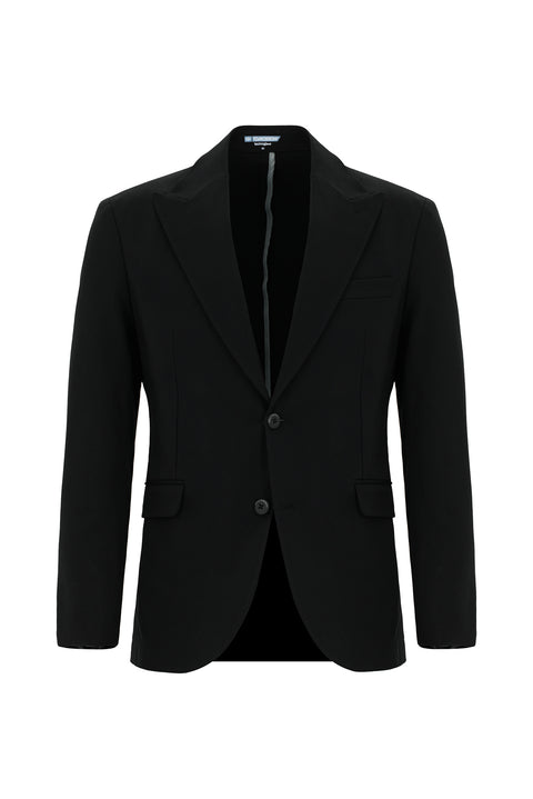 Siyah Techno-Line 7 Drop Slim Fit Dar Kesim Likralı Spor Örme Ceket