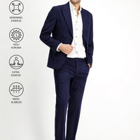 Orta Lacivert Techno-Line Slim Fit Dar Kesim Likralı Spor Örme Ceket