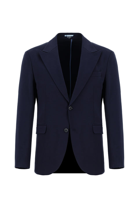 Orta Lacivert Techno-Line 7 Drop Slim Fit Dar Kesim Likralı Spor Örme Ceket