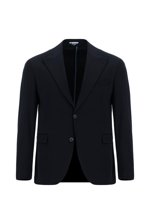 Koyu Lacivert Techno-Line 7 Drop Slim Fit Dar Kesim Likralı Spor Örme Ceket