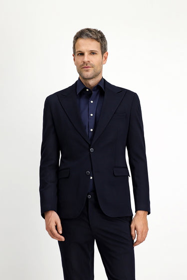  Koyu Lacivert Techno-Line Slim Fit Dar Kesim Likralı Spor Örme Ceket