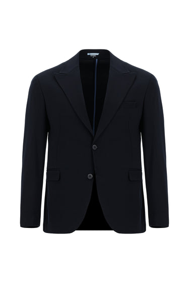 Koyu Lacivert Techno-Line Slim Fit Dar Kesim Likralı Spor Örme Ceket