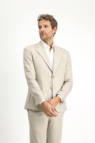  Açık Bej Techno-Line Slim Fit Dar Kesim Likralı Spor Örme Ceket