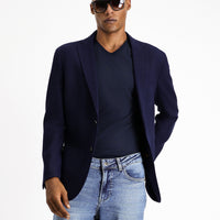Koyu Lacivert 4 Drop Relaxed Fit Rahat Kesim Yünlü Spor İtalyan Ceket