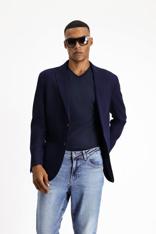  Koyu Lacivert 4 Drop Relaxed Fit Rahat Kesim Yünlü Spor İtalyan Ceket