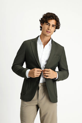  Koyu Yeşil Techno-Line Super Slim Fit Ekstra Dar Kesim Spor Ceket