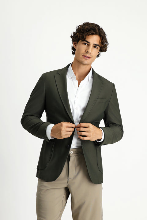 Koyu Yeşil Techno-Line 7 Drop Super Slim Fit Eksra Dar Kesim Spor Ceket