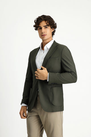  Koyu Yeşil Techno-Line Super Slim Fit Ekstra Dar Kesim Spor Ceket