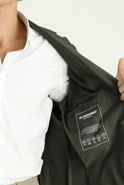 Koyu Yeşil Techno-Line 7 Drop Super Slim Fit Eksra Dar Kesim Spor Ceket