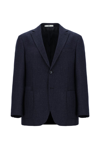  Orta Lacivert 4 Drop Relaxed Fit Rahat Kesim Desenli Yünlü Ceket