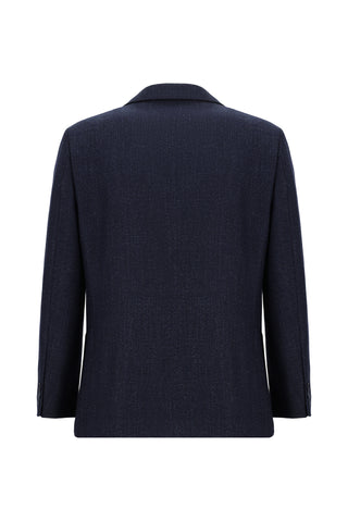  Orta Lacivert 4 Drop Relaxed Fit Rahat Kesim Desenli Yünlü Ceket