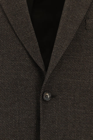  Koyu Kahve Relaxed Fit Rahat Kesim Desenli Yünlü Ceket