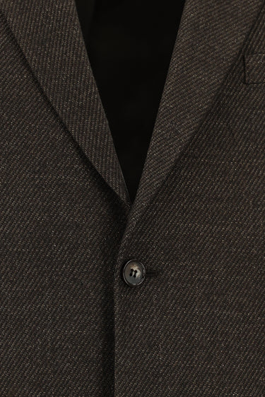  Koyu Kahve Relaxed Fit Rahat Kesim Desenli Yünlü Ceket